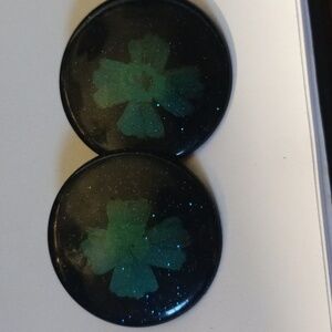 Black and Green glitter Vintage earrings
